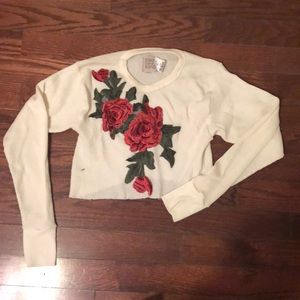 Furst of a Kind rose embroidered crop top